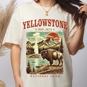 Yellowstone National Park Retro Shirt: Comfort Colors Buffalo Tee
