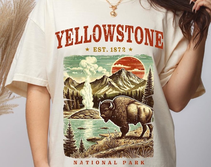 Yellowstone National Park Shirt, Yellowstone Shirt, Comfort Colors Retro Shirt, Buffalo Shirts, National Park Gift, Montana Shirt, Wyoming