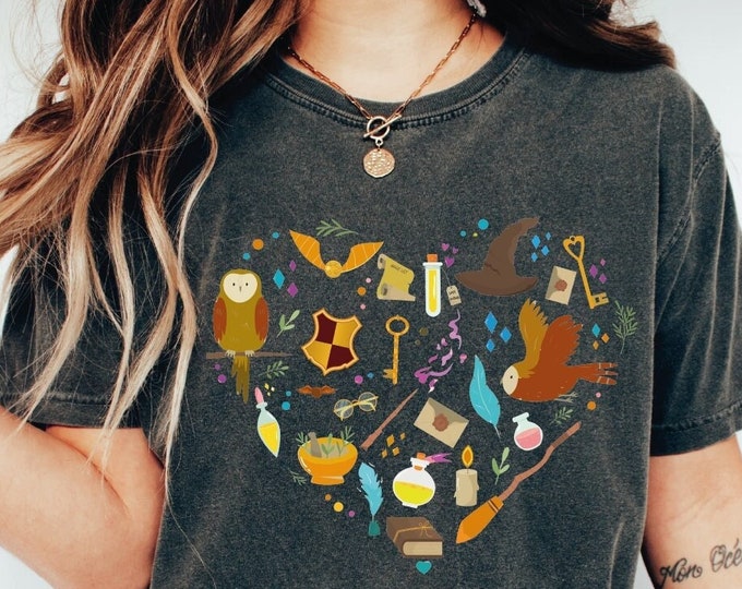 Wizard Heart Shirt, Wizard School House Shirt, Universal Shirt for Family, Magic House Shirt, Wizard Wand Shirt, Witch Heart Shirt