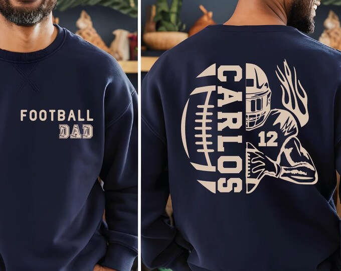 Custom Football Dad Sweatshirt, Football Dad Sweater With Kids Name and Number, Personalized Football Dad Hoodie, Game Day Football Team, BP