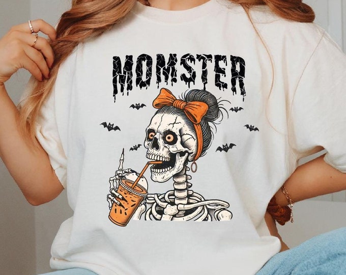 Retro Momster Halloween Shirt, Halloween Shirt, Fall Shirt, Spooky Season TShirt, Fall Shirts for Women, Momster Skull, Halloween Mom Shirt