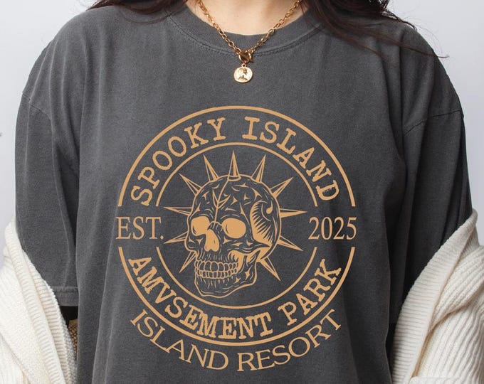 Spooky Island Halloween Comfort Colors Shirt, Spooky Island Disco Skull Tee, Summerween Tshirt, 90s Vintage Halloween Movie Shirt