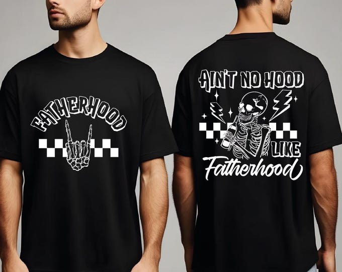 Ain't No Hood Like Fatherhood Shirt, Fathers Day Gift, Cool Dad Comfort Colors Tee, Rock and Roll Dad, Fathers Day Shirt,Skeleton Dad Tee,BP