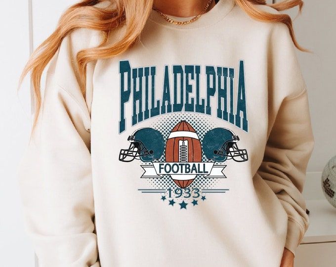 Vintage Philadelphia Football Sweatshirt, Philadelphia Football Sweatshirt, Retro Style Philadelphia Football Hoodie,Sunday Football Sweater