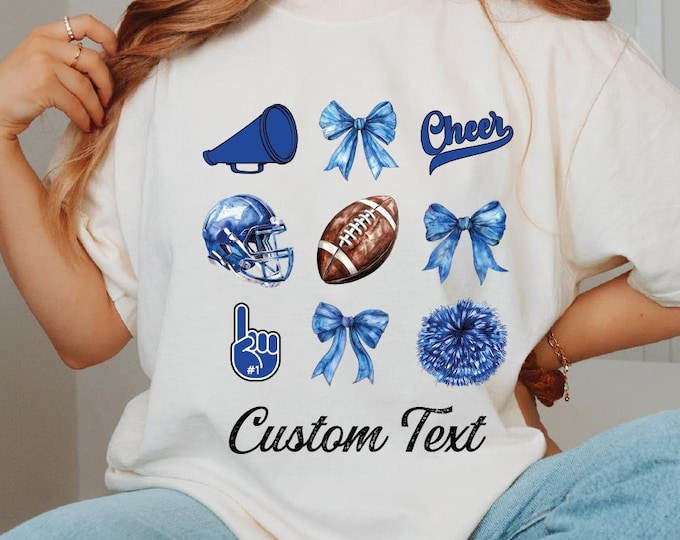 Custom Football Team Shirt, Football Coquette Bow Shirt, Football Mom Shirt, Coquette Aesthetic, Football Cheer Tee, Team Spirit Game Day