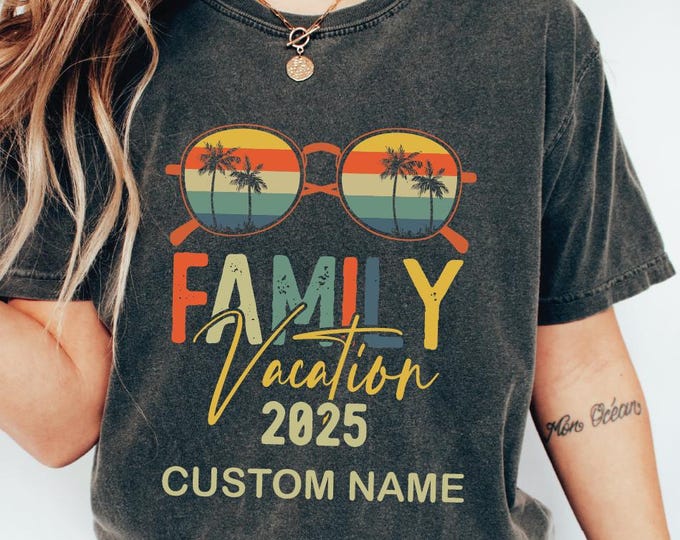 Family Vacation 2025 Custom Trip Shirt, Retro Family Vacation 2025 Comfort Colors Shirt, Custom Family Vacation Shirts, 2025 Family Vacation
