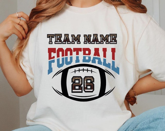 Comfort Colors  Custom Football Shirt, Personalized Football Shirt, Football Fan Shirt, Football Number Shirt, Custom Football Team Shirt