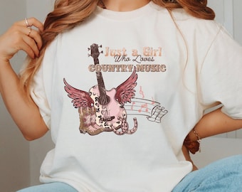 Just a Girl Who Loves Country Music Shirt, Country Concert Shirt, Guitar Music Shirt, Western Valentines Day Shirt, Music Lover Cowgirl Tee