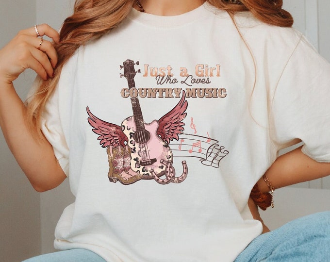 Just a Girl Who Loves Country Music Shirt, Country Concert Shirt, Guitar Music Shirt, Western Valentines Day Shirt, Music Lover Cowgirl Tee