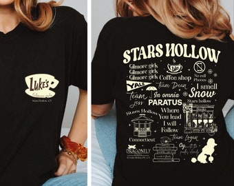 Retro Stars Hollow Shirt, Lukes Diner Shirts, Front and Back Lukes Diner T-Shirt, Stars Hollow Gift for Girls, Stars Hollow TV Show Fans, BP