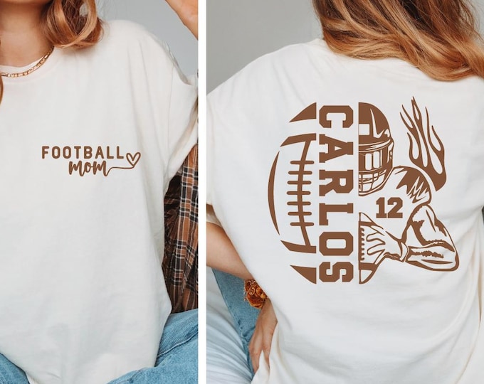 Personalized Football Mom Shirt, Custom Name & Number Game Day Tee, Custom Football Mom Shirt, Football Player Shirt, BP