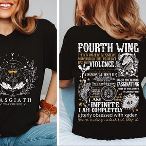 Fourth Wing Shirt, Two-Sided Dragon Rider Shirt, Basgiath War College Shirt, Violet Sorrengail Fantasy Empyrean Series, Book Lover Shirt, BP