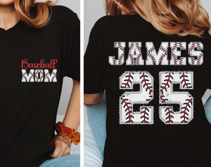 Custom Baseball Mom Shirt, Comfort Colors Baseball Gift for Mom, Baseball Mom Gift, Senior Baseball Mama, Custom Name and Number Baseball,BP