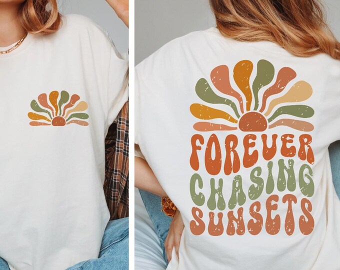 Forever Chasing Sunsets T-shirt, Summer 2025 T-shirts, Retro Vintage Summer T-shirt, Summer Lover T-shirt,Beach Shirt, Family Vacation Gift
