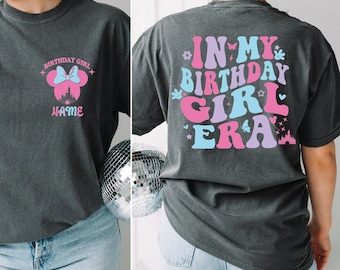 2-Sided Disney Birthday Girl Comfort Colors Shirt, Custom Name Minnie Birthday Shirt, In My Birthday Era Shirt, Disney Birthday Shirt, BP
