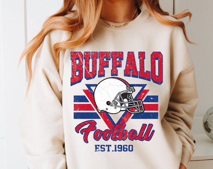 Retro Buffalo Football Sweatshirt, Buffalo Football Sweatshirt, Vintage Style Buffalo Football Hoodie, Buffalo Sweater, Sunday Football