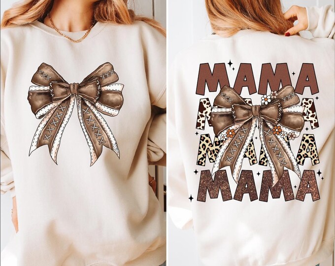Cute Football Mama Sweatshirt, Gift For Football Mom, Football Lover Hoodies With Bows, Touchdown Season Mom Sweater, Team Player Jersey, BP