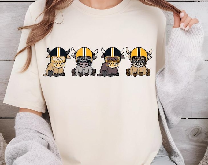 Pittsburgh Highland Cow Football Shirt, Comfort Colors Pittsburgh Football Shirt, Pittsburgh Football Game Day T-Shirt, Pittsburgh Football