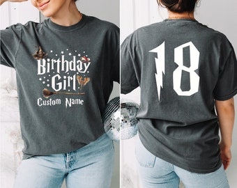 Custom Name Birthday Girl Shirt, Magic Birthday Shirt, Wizard Birthday Shirt, Birthday Gift For Girl, Custom Age Birthday Girl T-shirt, BP