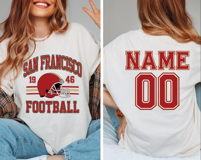 Custom San Francisco Football Shirt, San Francisco Football Shirt, San Francisco Fan Gift Tee, Name and Number Sports Fun, Mascot Shirt, BP