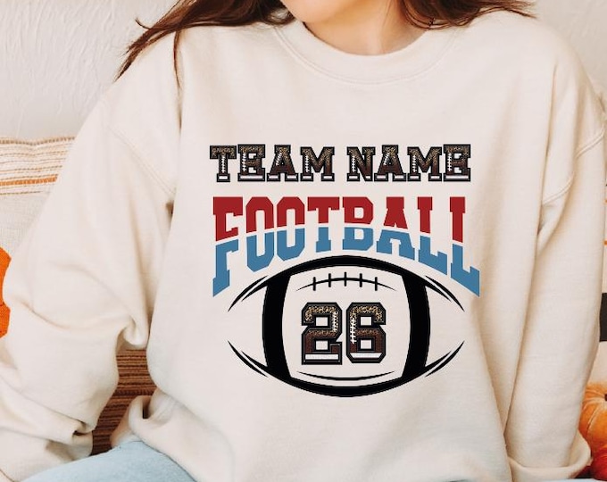 Custom Football Sweatshirt, Personalized Football Sweater, Football Fan Hoodie, Football Number Sweatshirt, Custom Football Team Sweatshirts