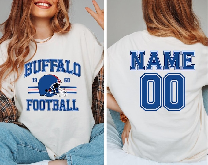 Custom Buffalo Football Shirt, Buffalo Football Shirt, Football Shirt, Comfort Colors Buffalo Shirt, Buffalo Fan, Custom Name and Number, BP
