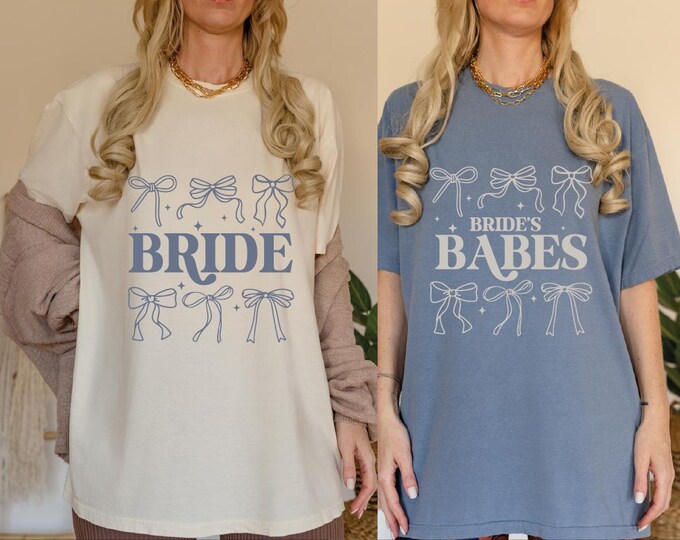 Custom Bachelorette Party Shirt, Coquette Bride&Bride's Babes Shirt, Comfort Colors Wedding Group, Bridal Party Tee, Girly Bow Bachelorette