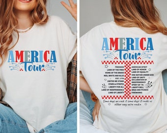 America Tour Shirt, 4th of July Tshirt, 1776 Independence Day Tee, Freedom Shirt, USA T-shirt, Memorial Day Shirt, Retro Patriotic American