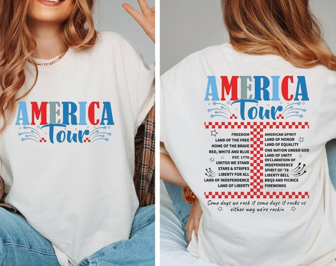 America Tour Shirt, 4th of July Tshirt, 1776 Independence Day Tee, Freedom Shirt, USA T-shirt, Memorial Day Shirt, Retro Patriotic American