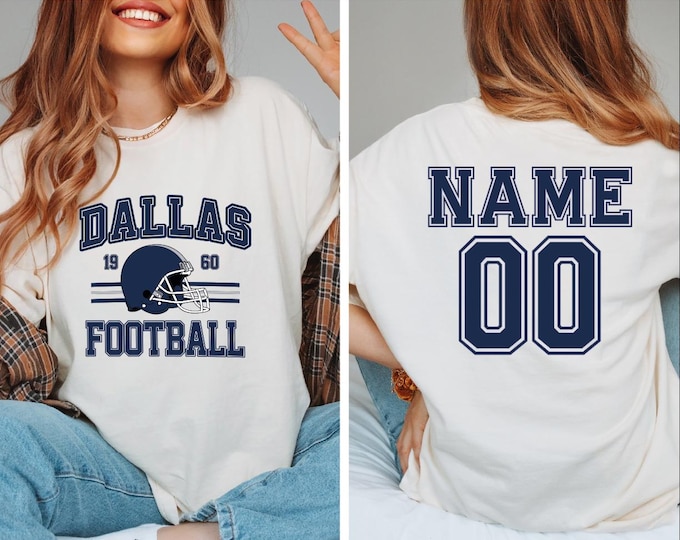 Custom Dallas Football Game Day Shirt, Dallas Football Fan Personalized Tshirt, Dallas Football Season Personalized Name Number Shirt, BP