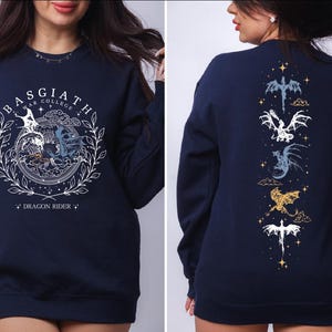 Basgiath Sweatshirt, Romantasy Book Fandom Merch, Bookish Dragon Bookworm, Gift for Her, Two-Sided Dragon Rider Hoodie, Fourh Wing Series,BP