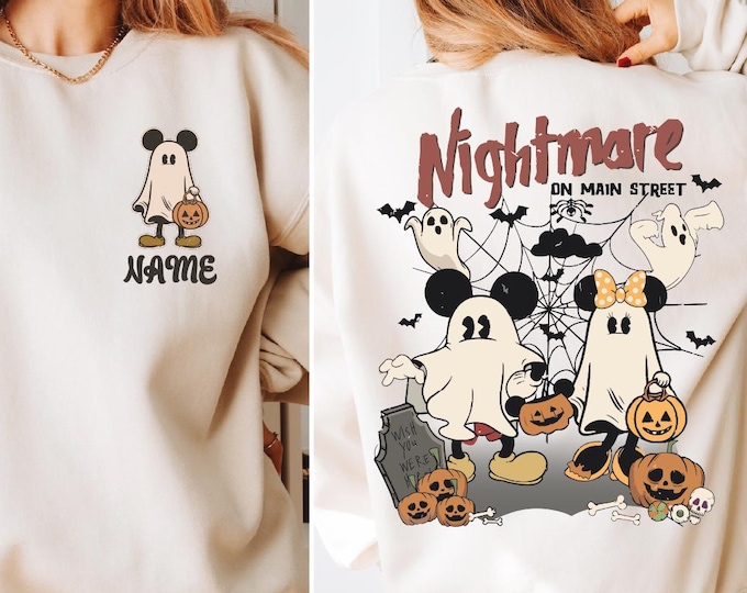 Custom Name Disney Halloween Sweatshirts, Disney Trip Sweater, Halloween Disneyland Hoodie, Halloween Mickey Sweatshirt, Halloween Sweaters