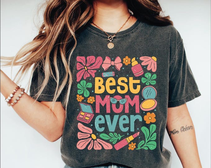 Best Mom Ever Comfort Colors Shirt, Floral Coquette Bow Mama Shirt, Floral Mama Tee, Bow Mama Shirt, Wildflower Mama Tee, Retro Mama Flower