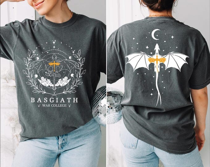 Basgiath War College Shirt, Fourth Wing Dragon Shirt, Tairn Andarna Dragon Tee, Dragon Rider Shirt, Bookish Gift for Readers, Dragon Tee, BP