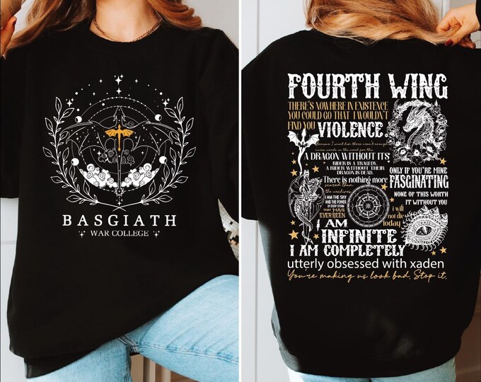 Fourth Wing Sweatshirt, Dragon Rider Sweater, Basgiath War College Hoodie, Violet Sorrengail Fantasy Empyrean Series, Book Lover Sweater, BP