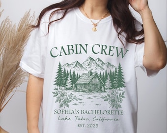 Vintage Cabin Crew Bachelorette Shirts, Custom Camp Bachelorette Party Shirts, Hiking Themed Girls Trip Tees, Camping Bach Gifts, Cabin Tee