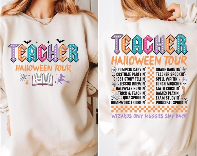Teacher Halloween Sweatshirt, Halloween The Teacher Tour, Ghost Reading Book Sweater, Spooky Teacher Hoodie, Ghost Teacher, Gift For Teacher