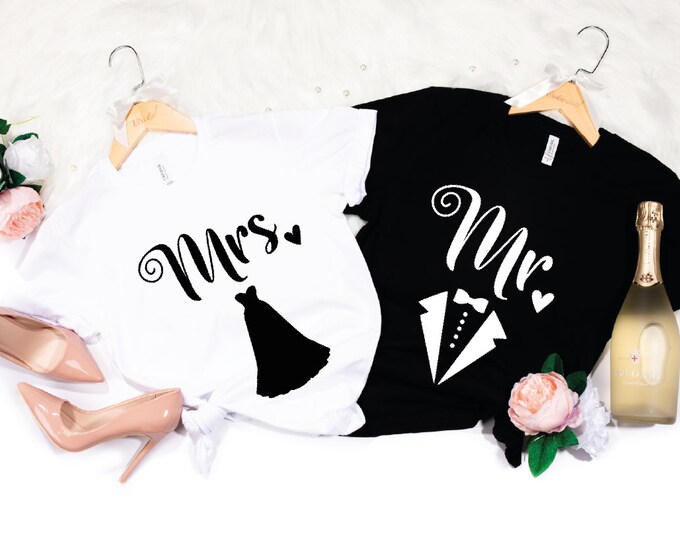 Mr. and Mrs. Shirts, Comfort Colors Honeymoon Shirt, Just Married Shirt, Wedding Shirts, Wedding Gift, Bride - Groom Shirt, Couples Gift Tee