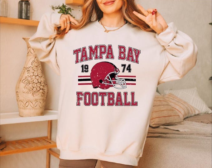 Vintage Style Tampa Bay Football Sweatshirt, Tampa Bay Football Sweatshirt, Distressed Tampa Bay Football Hoodie, Sunday Football Sweatshirt