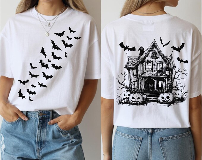 Comfort Colors Vintage Haunted House Shirt: Trendy Halloween Ghost Tee