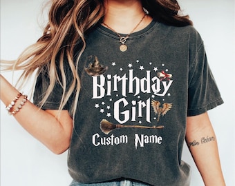 Custom Name Birthday Girl Shirt, Magic Birthday Shirt, Wizard Birthday Shirt, Birthday Gift For Girl, Birthday Girl Personalized Shirt