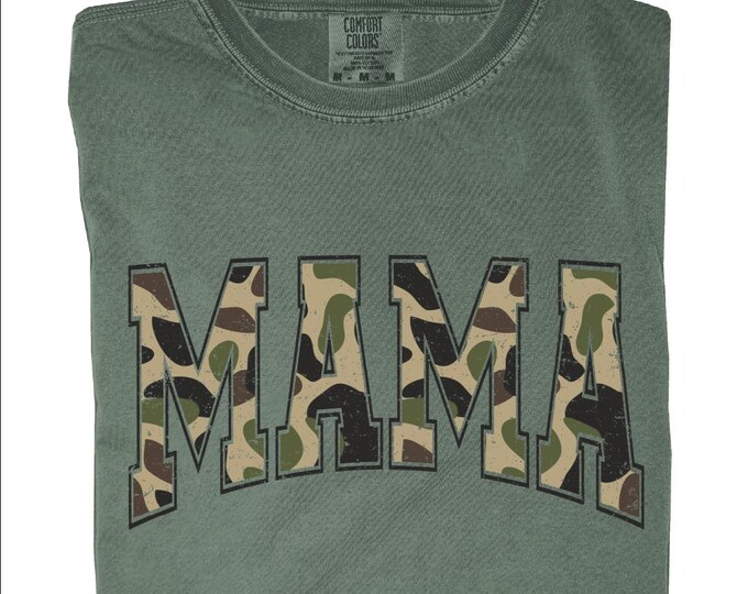 Comfort Colors Camouflage Mama T-Shirt, Camouflage Mama Sweatshirt, Camo Mama Shirt, Mother's Day Gift, Varsity Mama Shirt, Retro Mom Shirt