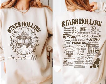 Stars Hollow Sweatshirt, Fall Sweater, Stars Hollow Fall Sweater, Retro Lukes Diner Hoodie, Back and Front Sweater, Fall Gift for Girls, BP
