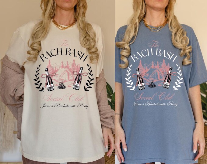 Custom Camp Bachelorette Party Shirt, Mountain Bride Tee, The Bach Bash Bachelorette Party Shirt, Camping Bach Party Custom Colors TShirts