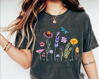 Subtle Vintage Watercolor T-Shirt, FDT Foxglove Daisy Tulip Shirt, Freedom Democracy Truth Tshirt, Democrat Gift, Flower Shirt