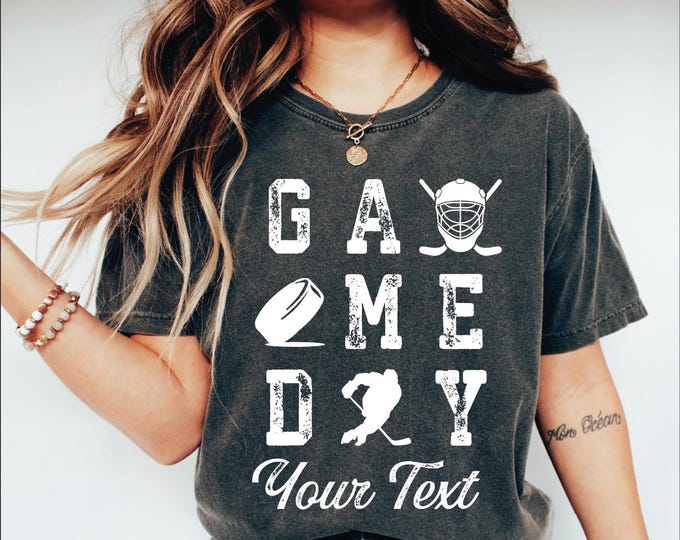 Custom Hockey Game Day Shirt, Personalized Hockey Mom Shirt, Hockey Team Game Day Shirt, Name and Number Hockey Shirts, Custom Hockey Shirt