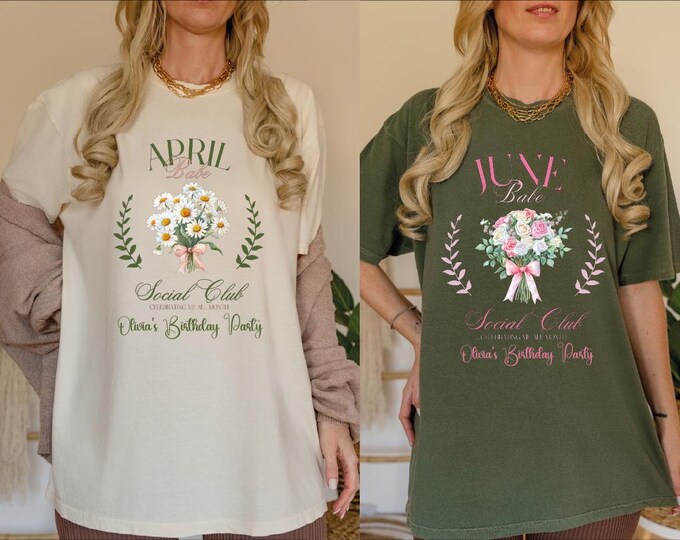 Custom Birth Month Social Club Shirt, Birthday Month Social Club Comfort Color Tee, Birthday Flowering Social Club,All Months Birthday Party