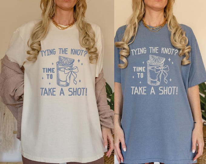 She's Tying the Knot Take A Shot Bridal Party Shirt, Funny Bach Party, Bridesmaids Tops, Custom Bach Shirt, Bachelorette Weekend Social Club