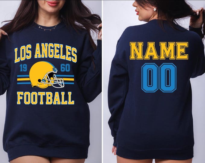 Custom Name Number Los Angeles Football Sweatshirt, Los Angeles Football Sweater, Los Angeles Game Day Hoodie, Los Angeles Football Season
