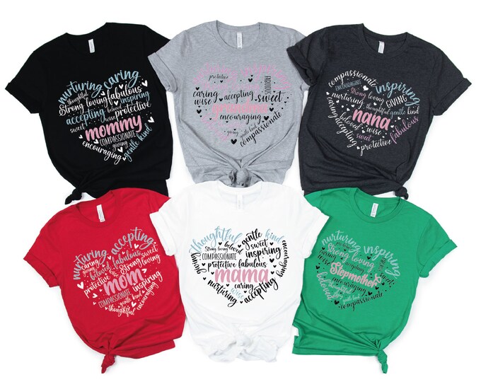 Personalized Mother's Day Shirt, Mother's Day Heart Shirt, Mom Gift, Mama Haert Shirt, Mother's Day Gift, Nana Shirt, Grandma Family Shirt